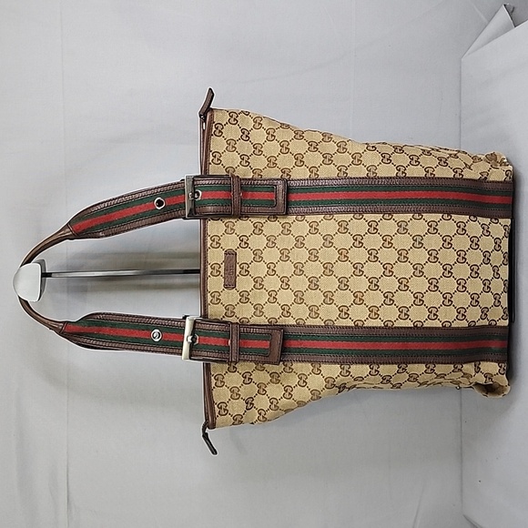 ✨️GUCCI GG Canvas Web Belted Handle Tall Tote Bag - Picture 2 of 16